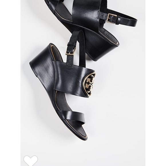 New Black Tory Burch Metal Miller 65mm Wedge Sandal size 8.5 - Picture 8 of 11